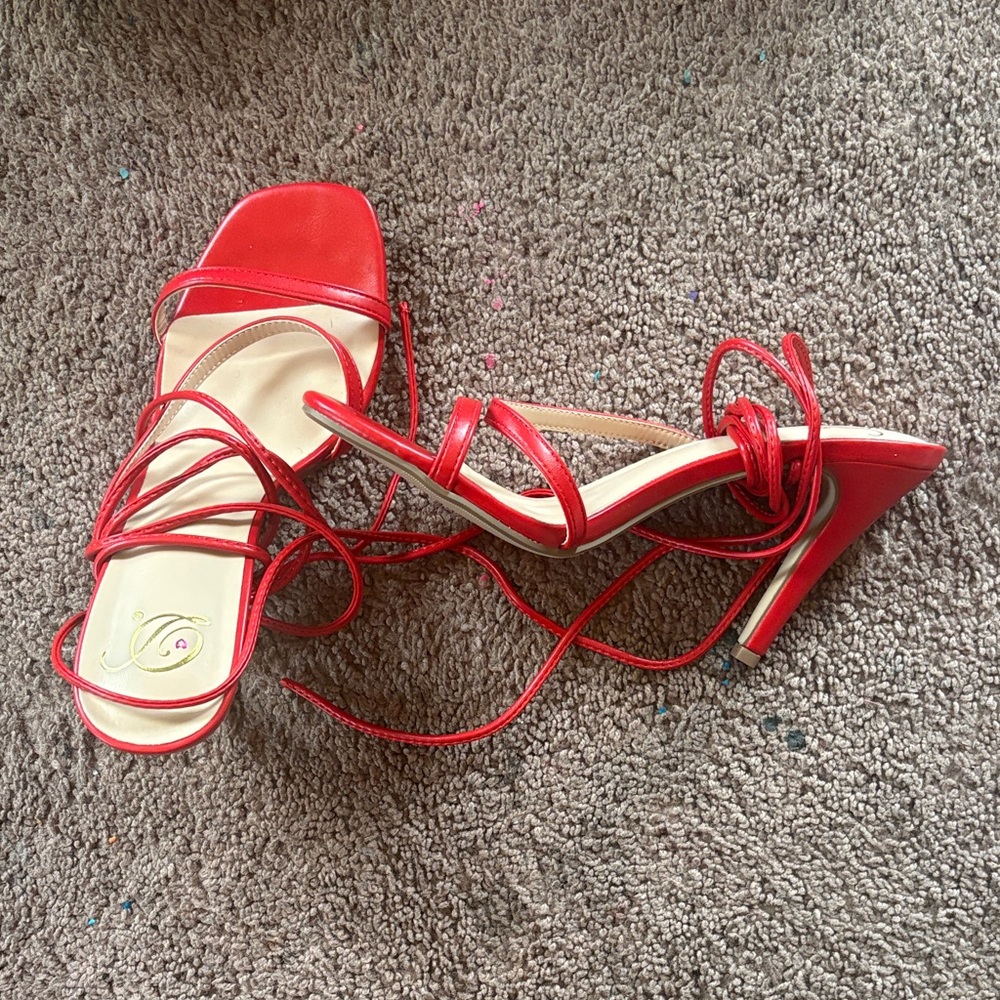 Elegant Red Strappy Heels